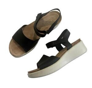 ECCO Flowt Wedge Leather Cork Corksphere Sandal Black Women's EU 40 US 9-9.5